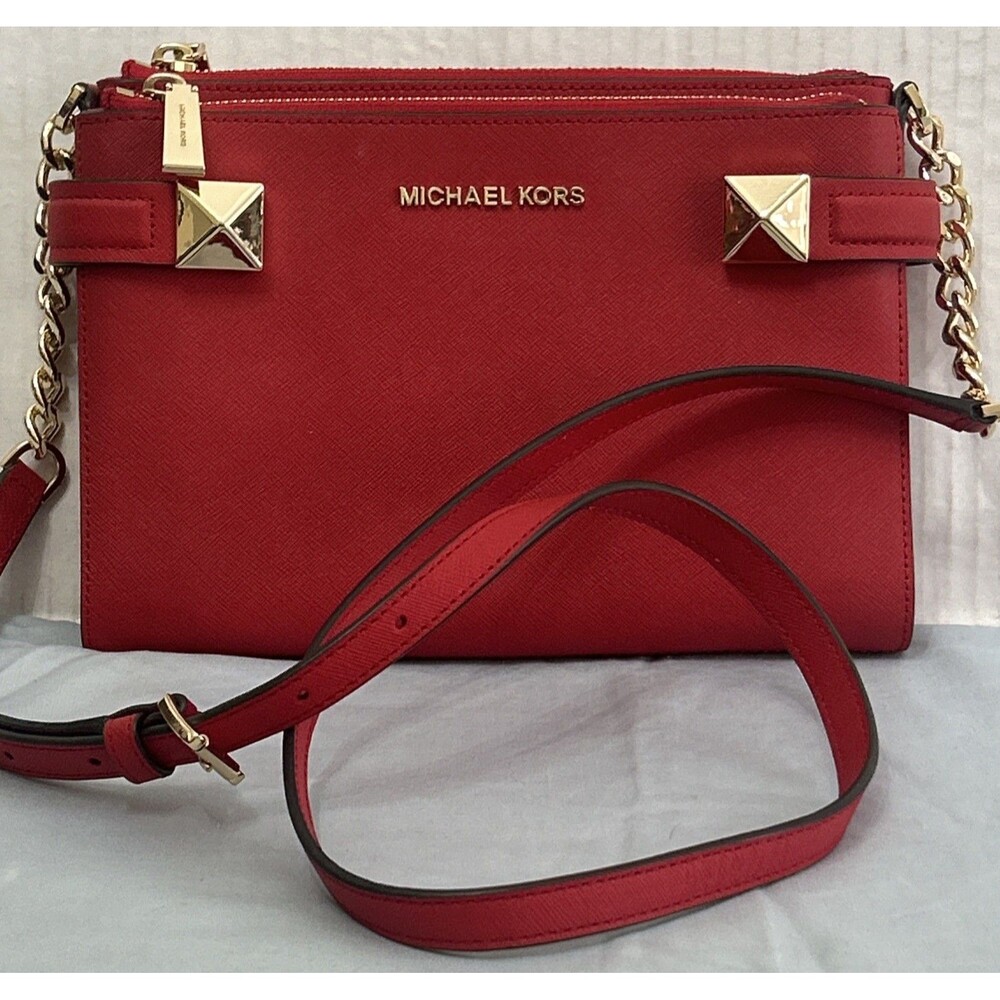 Michael Kors Women’s KARLA Crossbody Leather Red